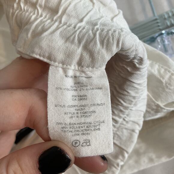 Theory Women's White Linen Cropped Pants Size 6 Minimalist Drawstring Waist - Picture 6 of 11